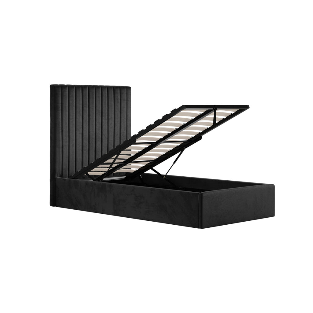 BERLIN BLACK TALL OTTOMAN SINGLE BED