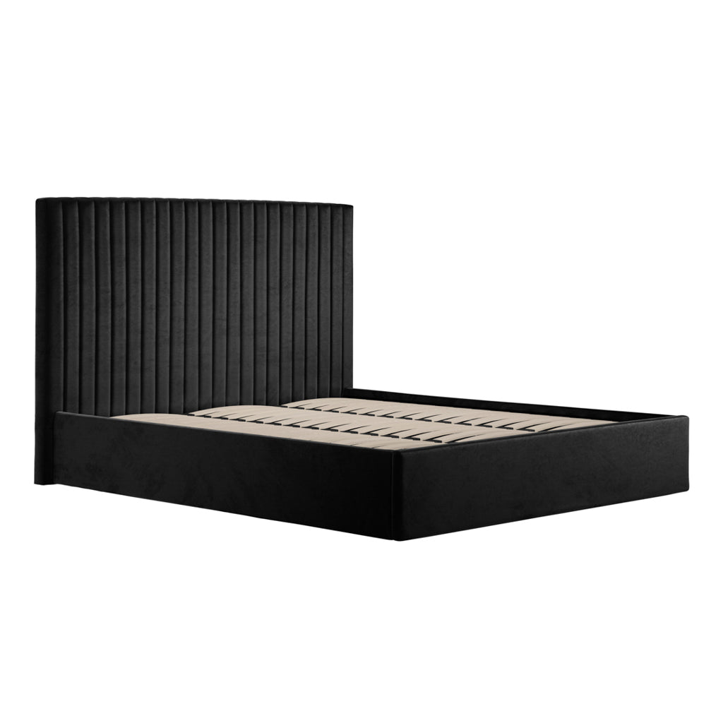 BERLIN BLACK TALL OTTOMAN SUPER KING SIZE BED