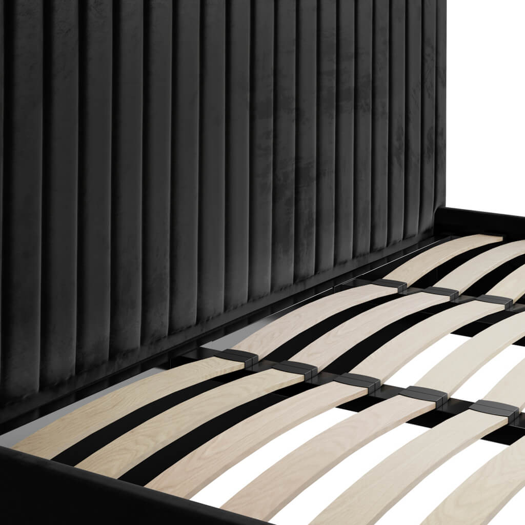 BERLIN BLACK TALL OTTOMAN SUPER KING SIZE BED