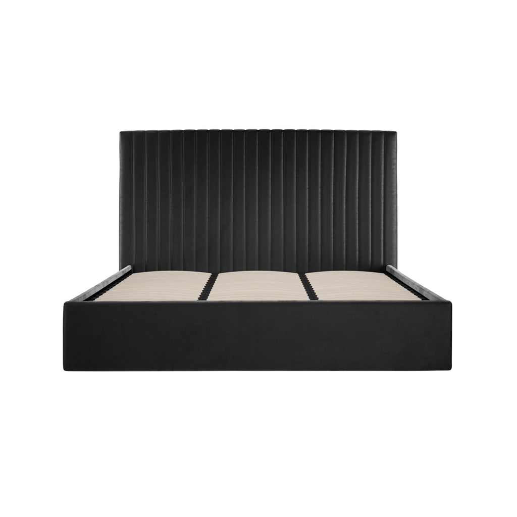 BERLIN BLACK TALL OTTOMAN SUPER KING SIZE BED