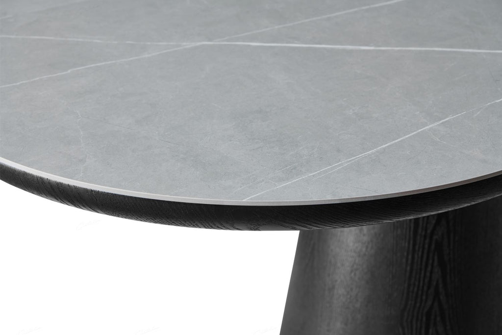 Bianca Oval Dining Table Black & Grey Sintered Stone