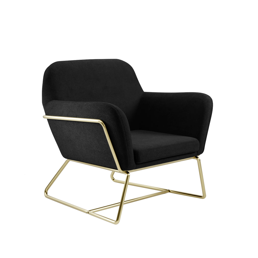 CHARLES ARMCHAIR BLACK VELVET / BRUSHED GOLD