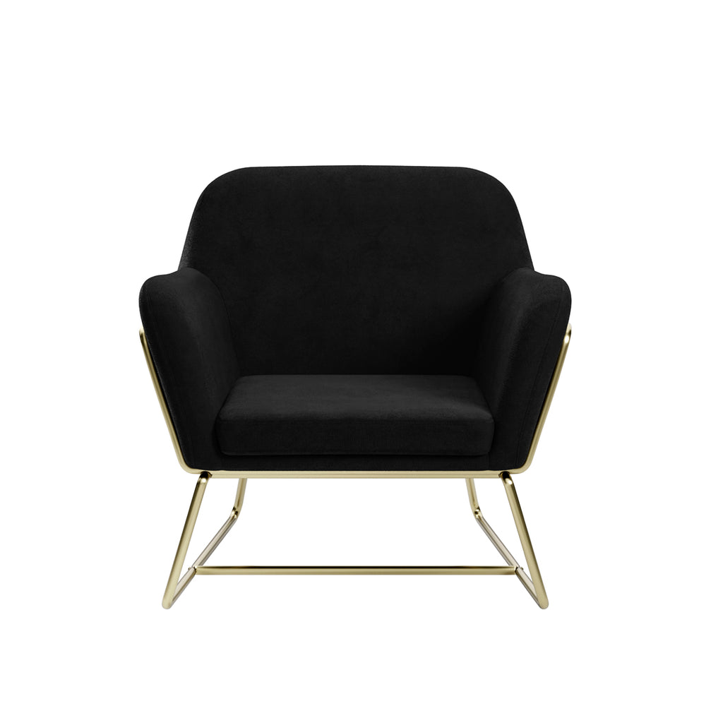CHARLES ARMCHAIR BLACK VELVET / BRUSHED GOLD