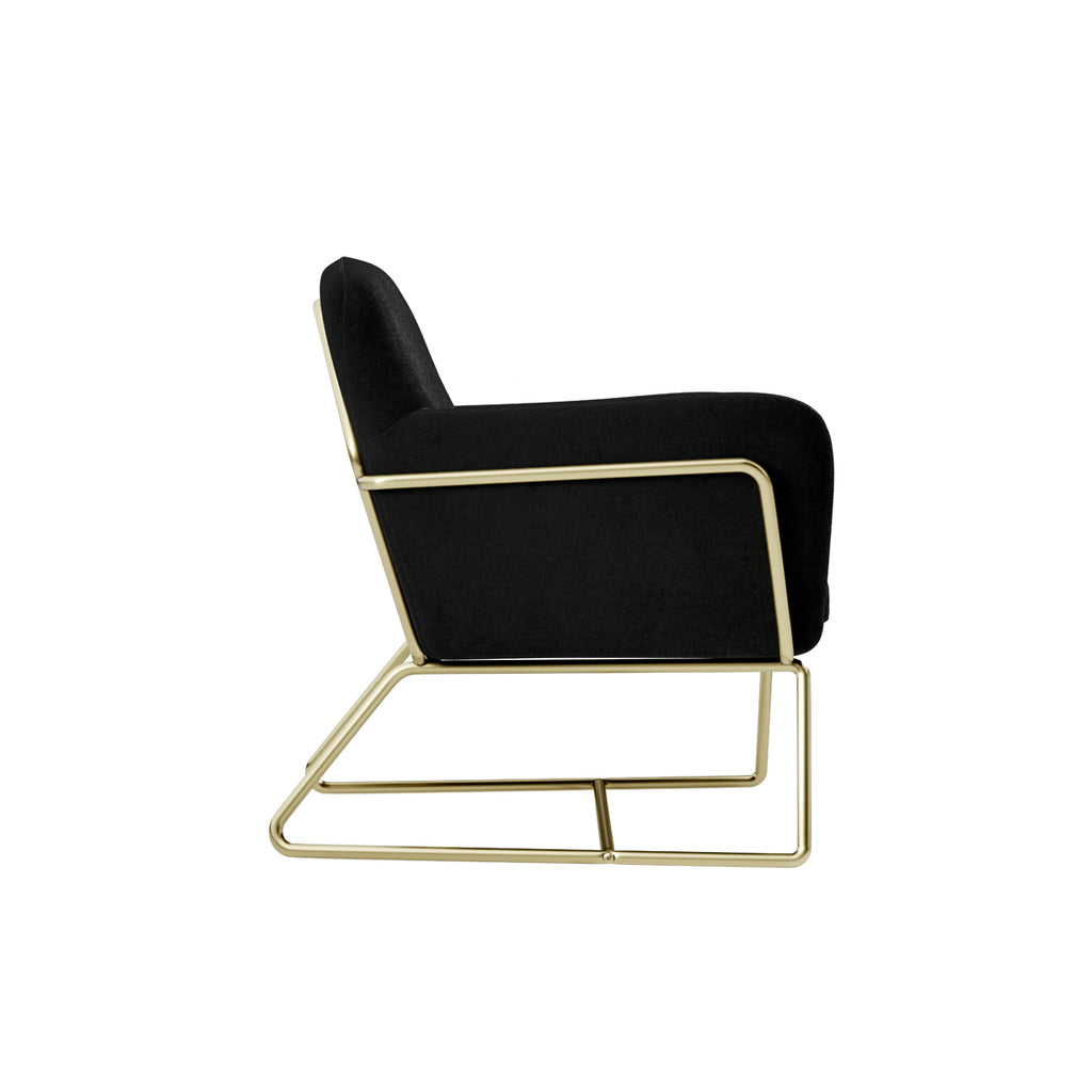 CHARLES ARMCHAIR BLACK VELVET / BRUSHED GOLD