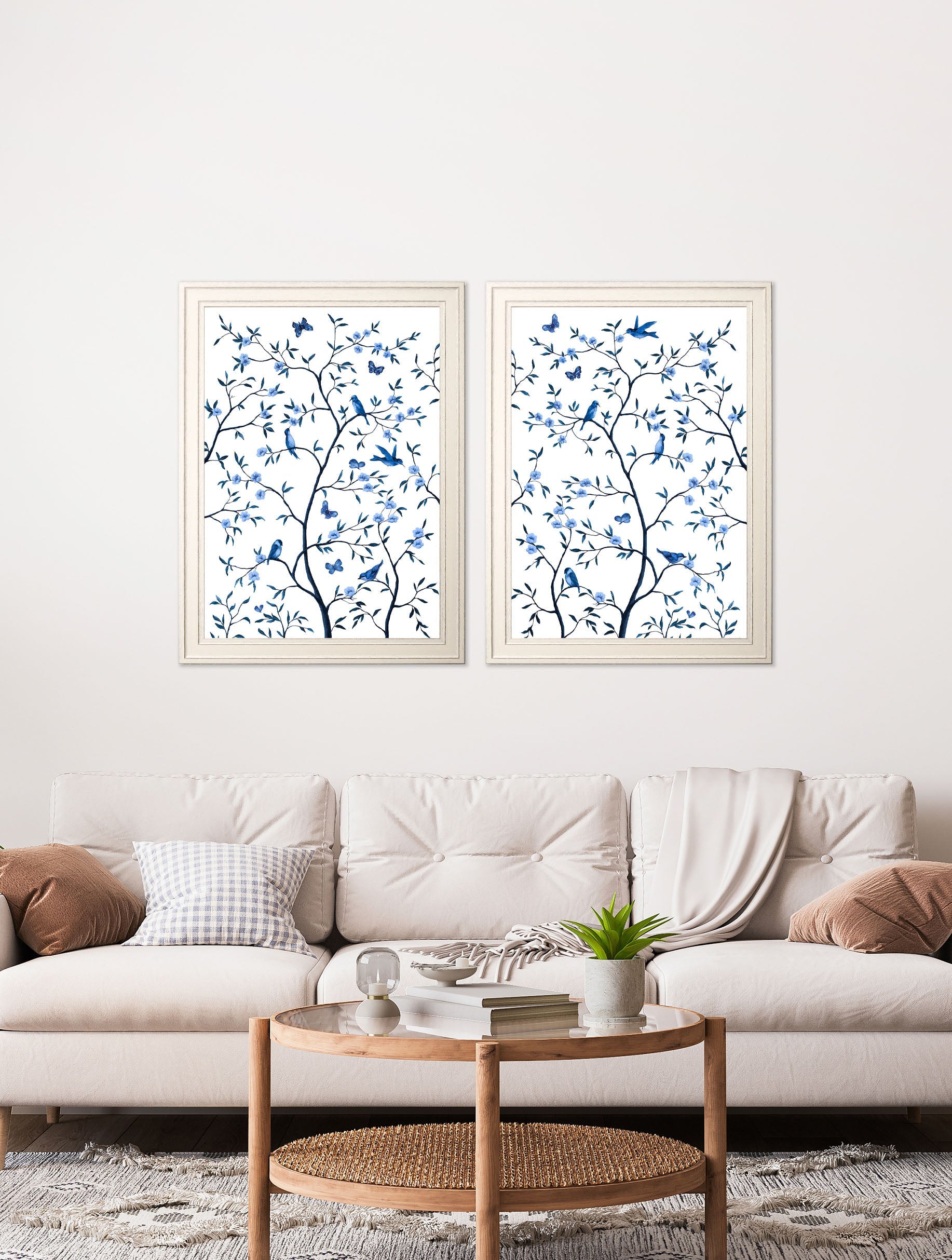 Tree of Life Blue & White Set of 2