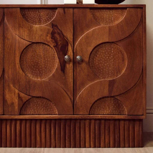Siva Four Door Mango Wood Hammered Sideboard