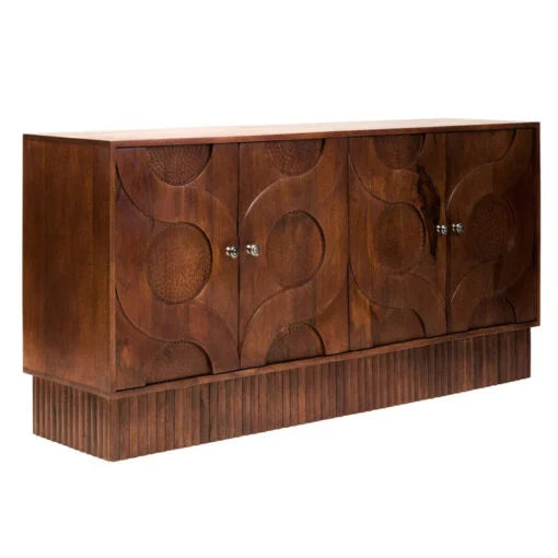 Siva Four Door Mango Wood Hammered Sideboard