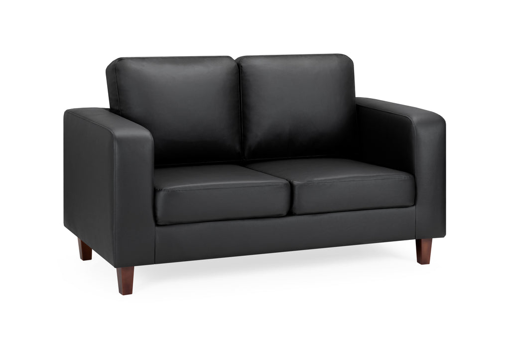 Sofa In A Box 2 Seater Black Faux Leather