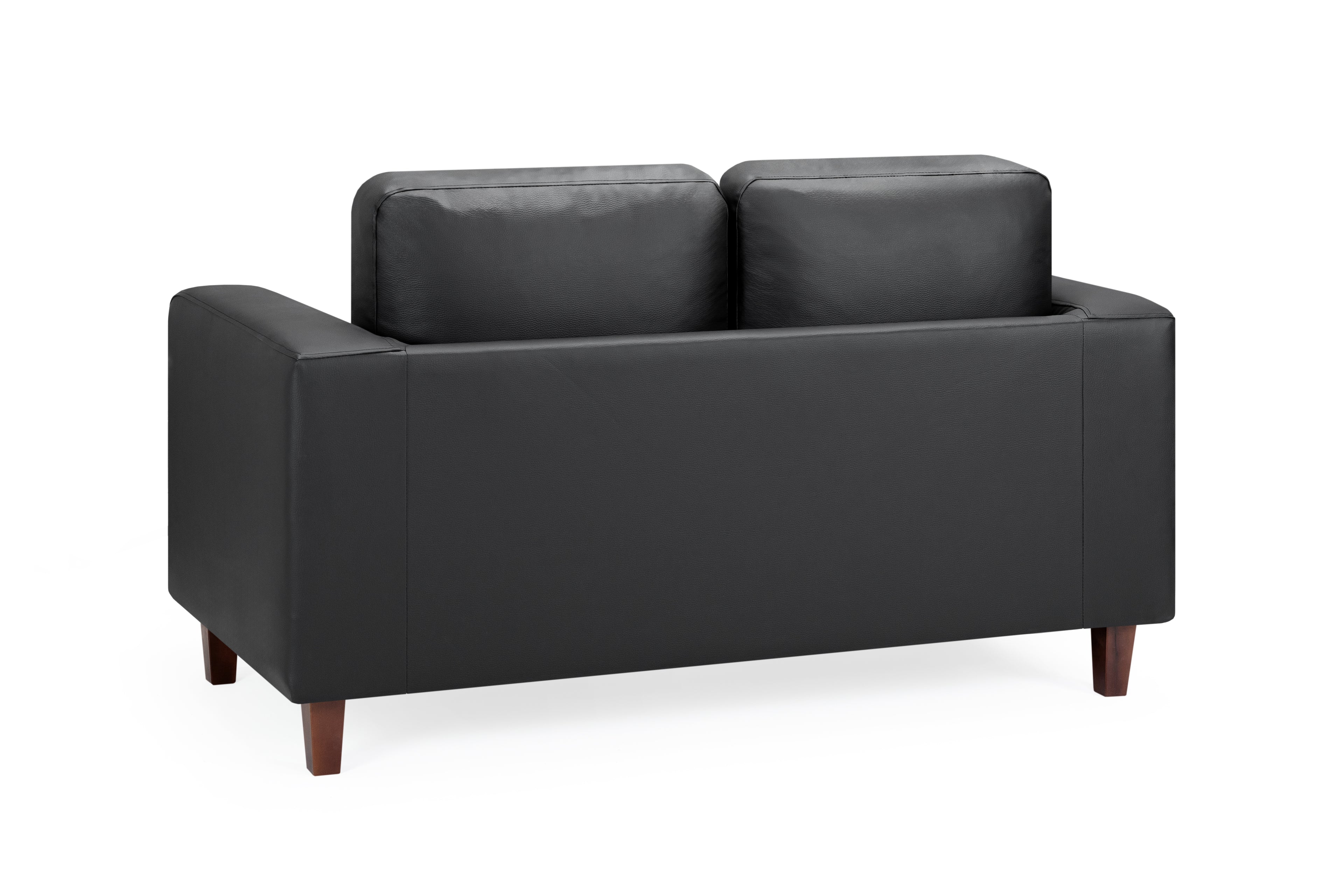 Sofa In A Box 2 Seater Black Faux Leather