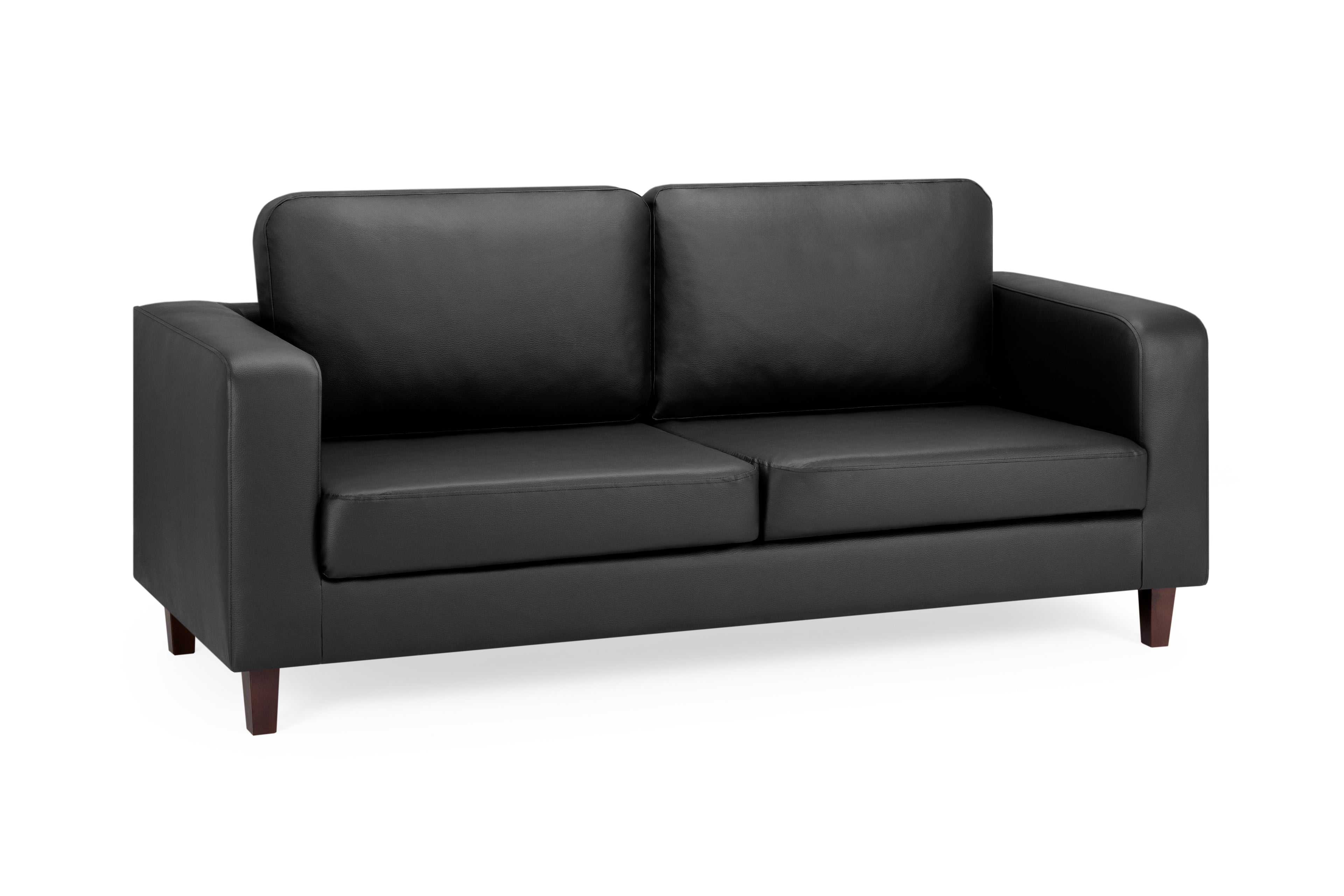 Sofa In A Box 3 Seater Black Faux Leather