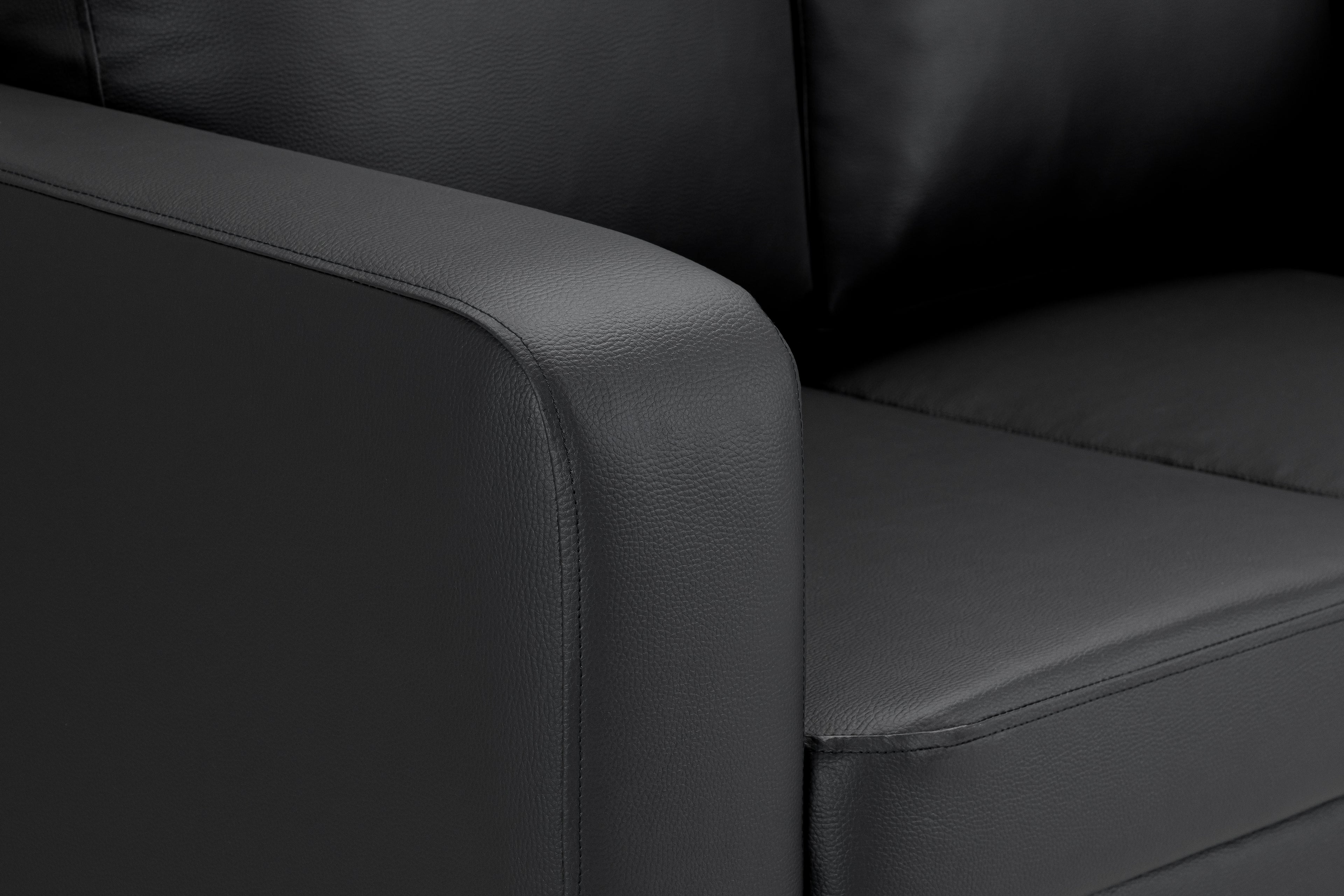 Sofa In A Box 3 Seater Black Faux Leather