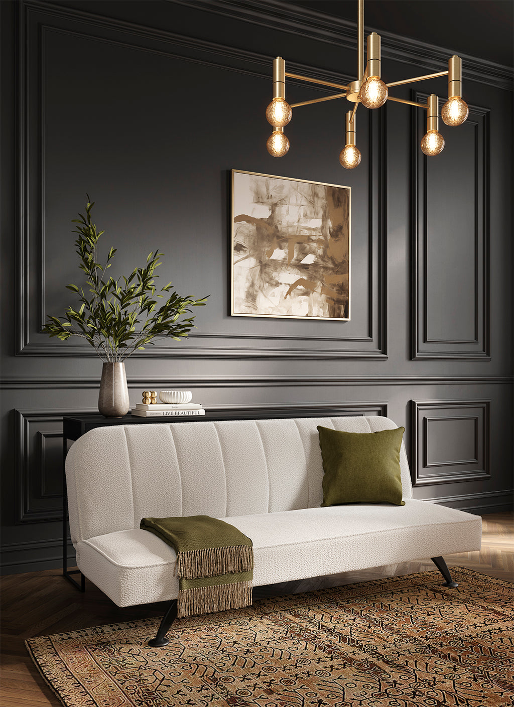 BURLINGTON SOFA BED IVORY BOUCLE / MATTE BLACK