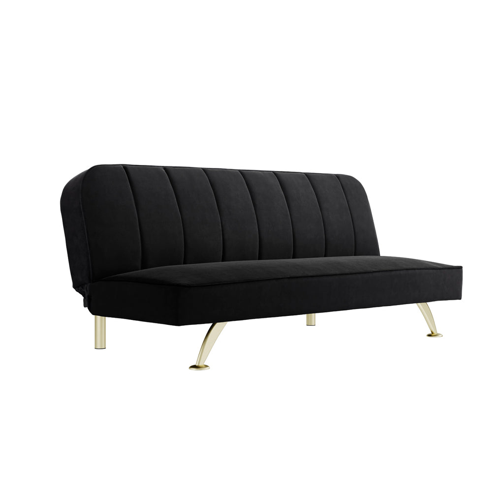 BURLINGTON SOFA BED BLACK VELVET / BRUSHED GOLD