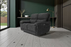 Cairo Black Lay-Z-Boy Style Fabric Power Recliner 2 Seater Sofa