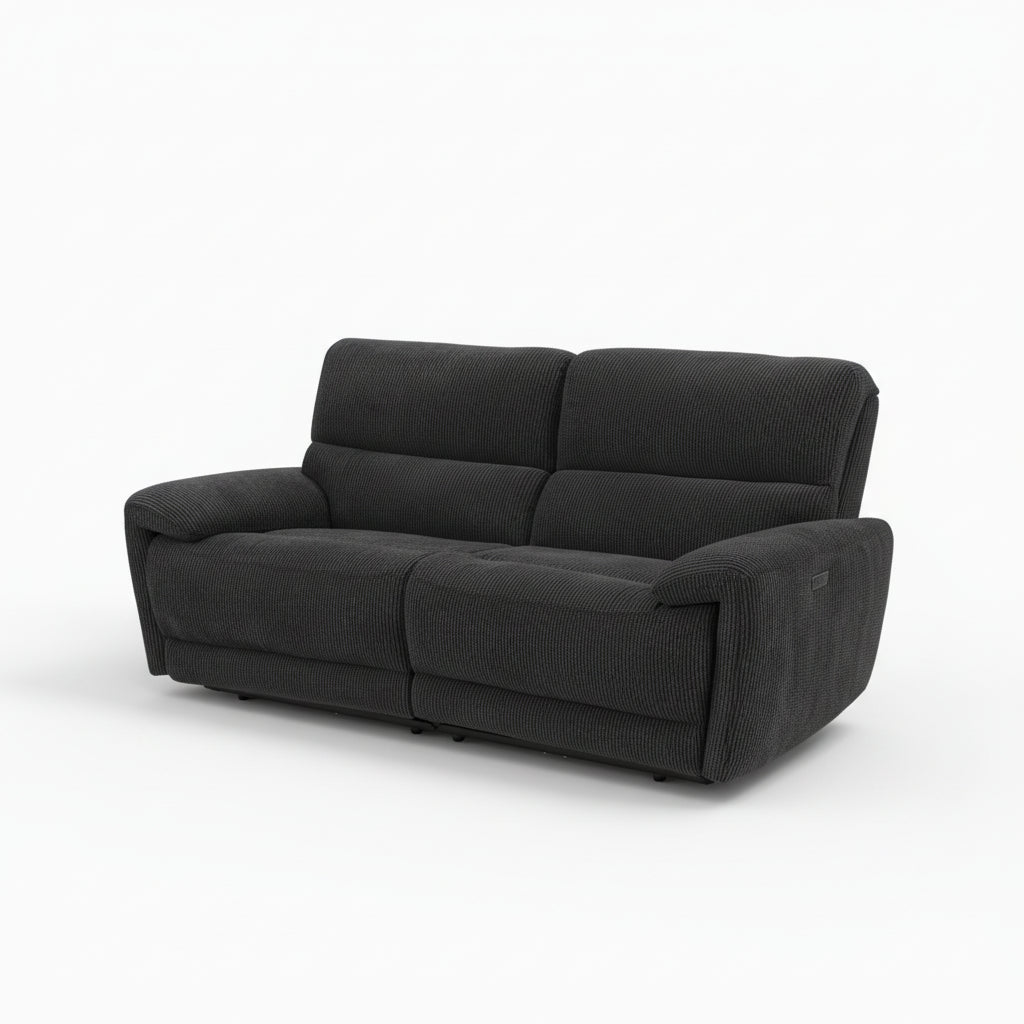 Cairo Black Lay-Z-Boy Style Fabric Power Recliner 3 Seater Sofa
