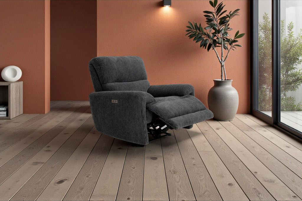 Cairo Black Lay-Z-Boy Style Fabric Power Recliner Chair
