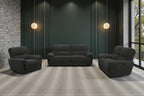 Cairo Black Lay-Z-Boy Style Fabric Power Recliner 3 Seater Sofa