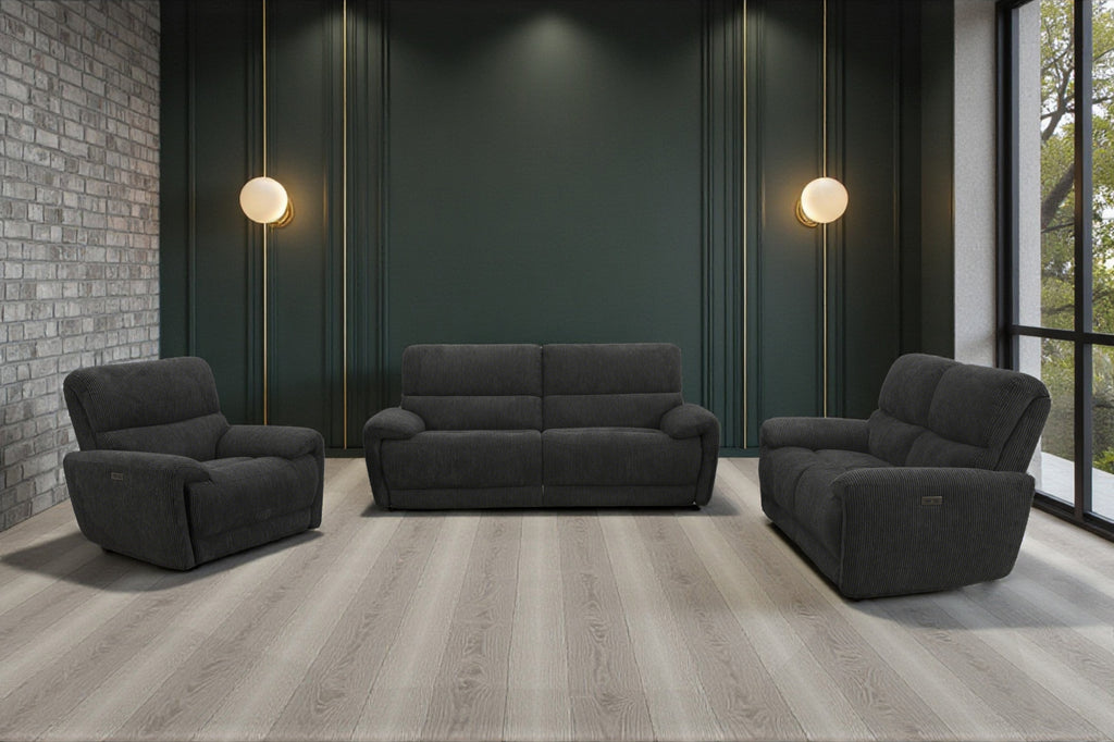 Cairo Black Lay-Z-Boy Style Fabric Power Recliner Chair