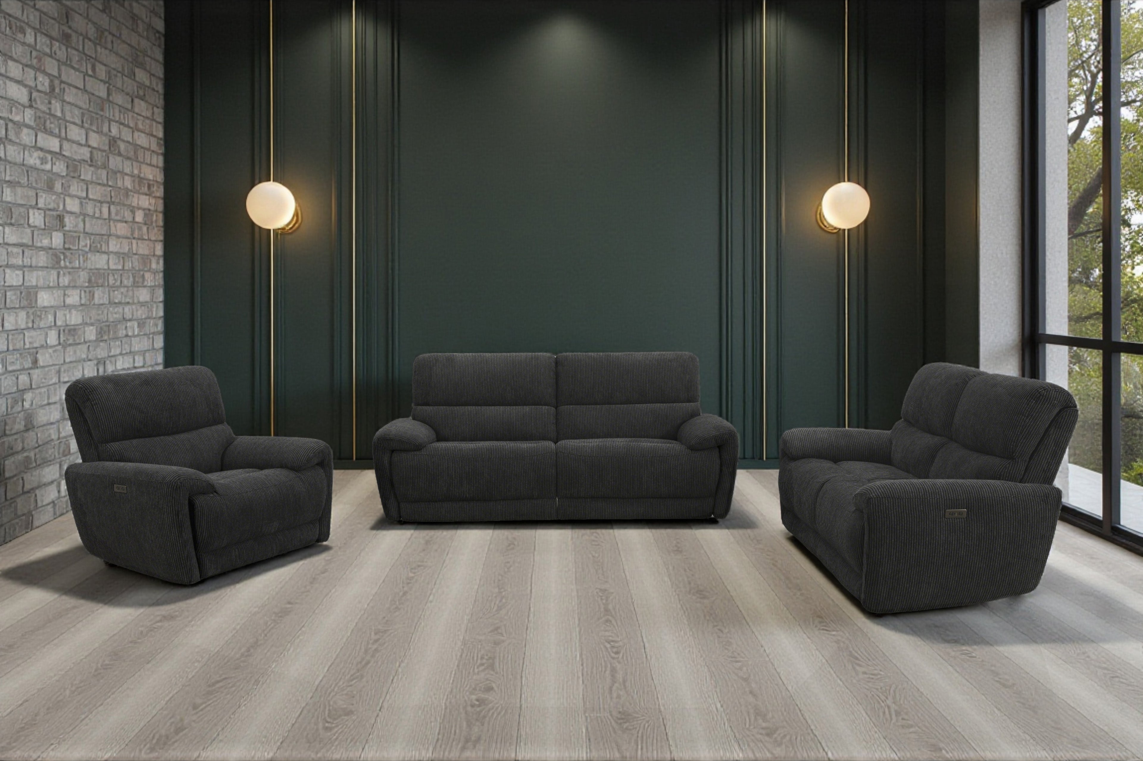 Cairo Black Lay-Z-Boy Style Fabric Power Recliner Chair