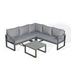 Dune Range Square Corner Set Charcoal Aluminium Frame With Charcoal Cushions