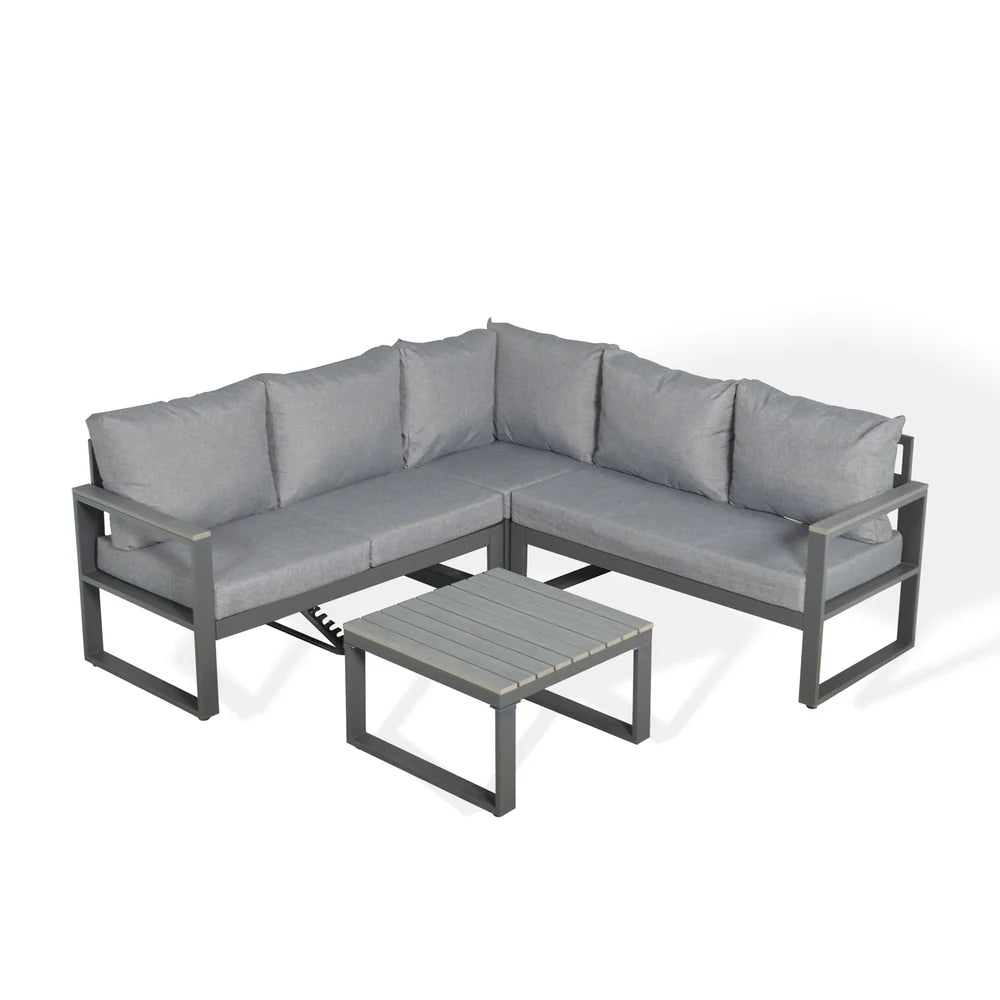 Dune Range Square Corner Set Charcoal Aluminium Frame With Charcoal Cushions