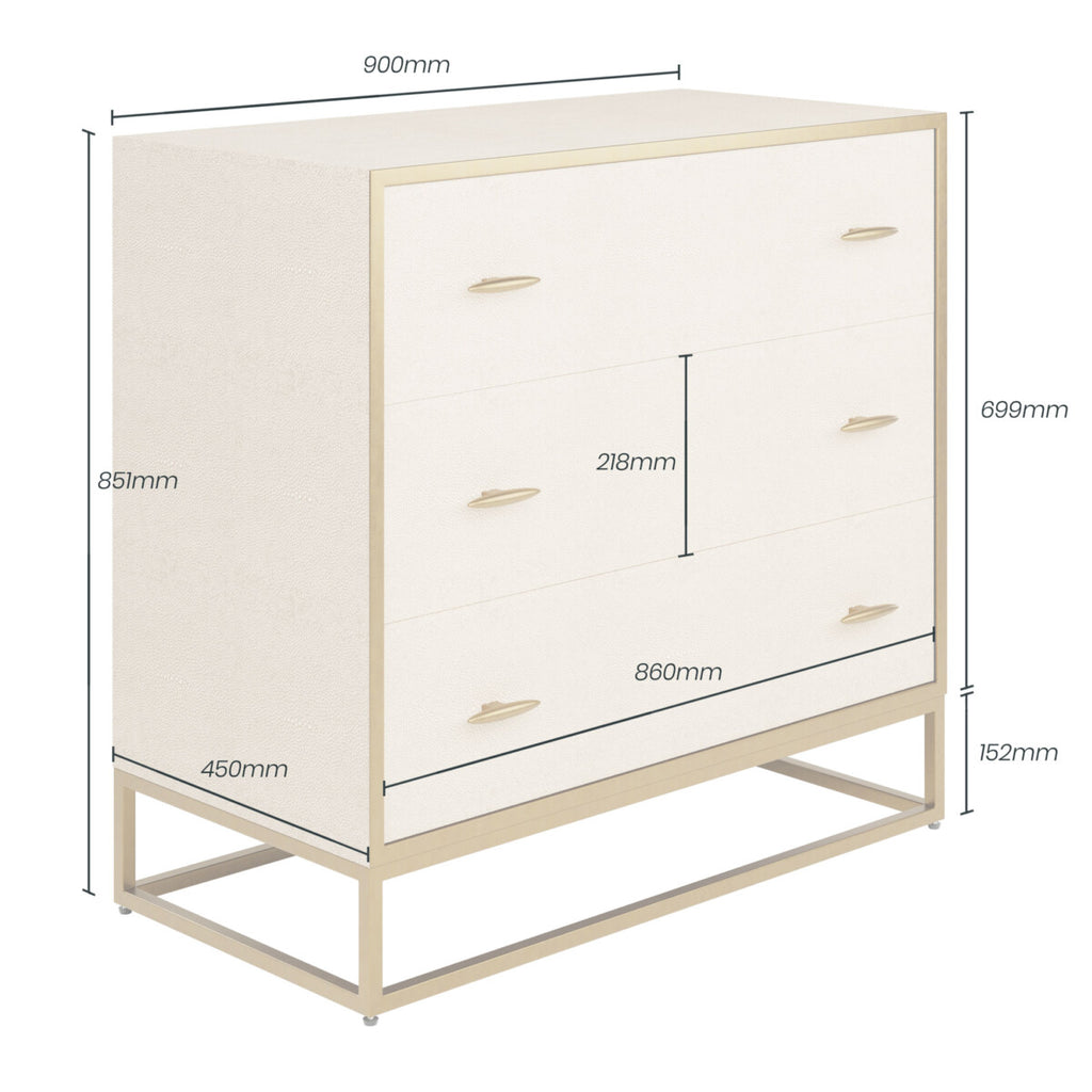 Raphia Chest of Drawers Ivory Shagreen