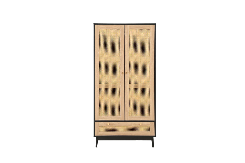 Croxley 2 Door 1 Drawer Rattan Wardrobe