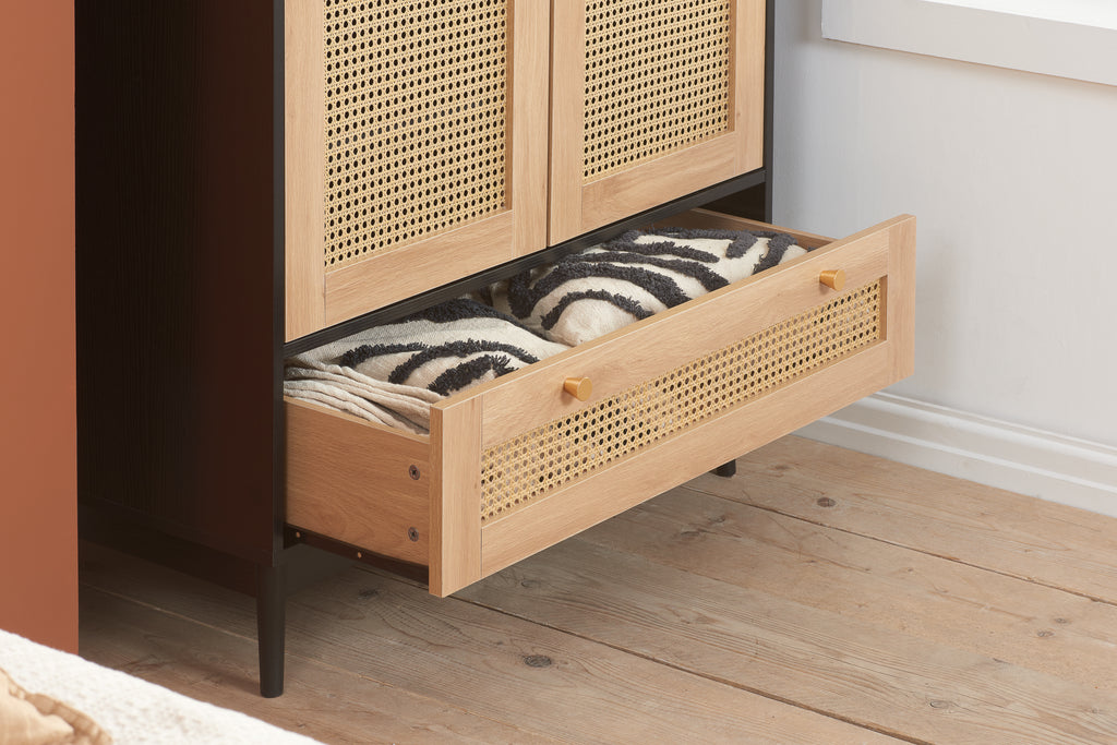 Croxley 2 Door 1 Drawer Rattan Wardrobe