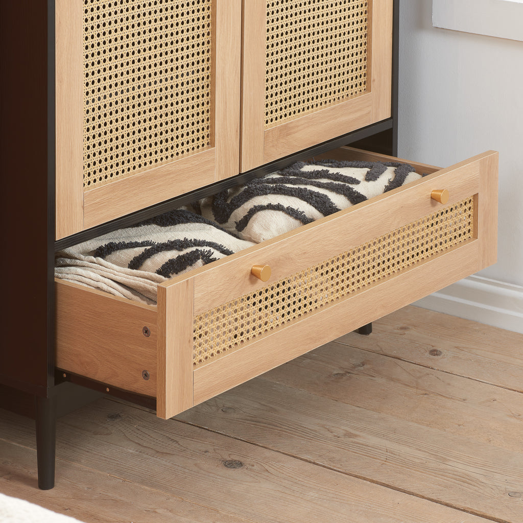 Croxley 2 Door 1 Drawer Rattan Wardrobe