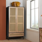 Croxley 2 Door 1 Drawer Rattan Wardrobe