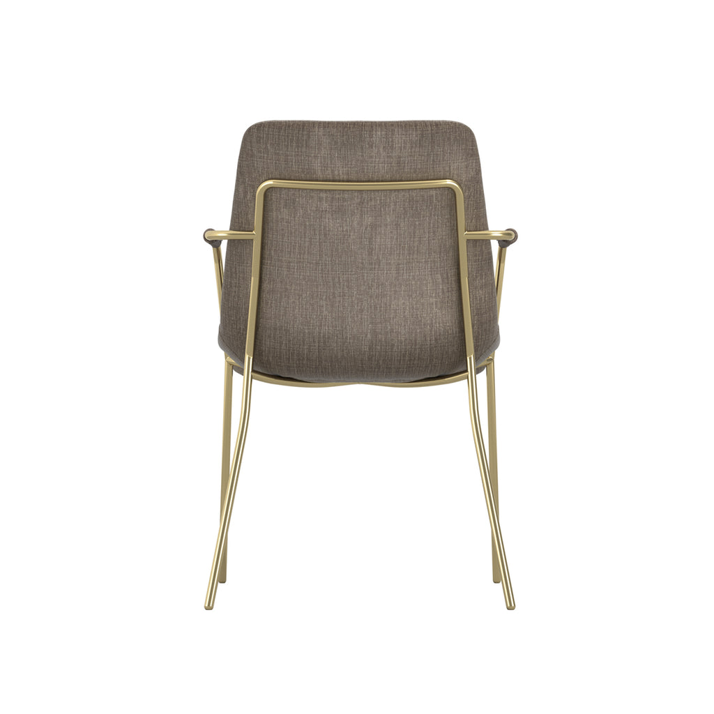 CARLO TAUPE / GOLD / ARMS DINING CHAIR