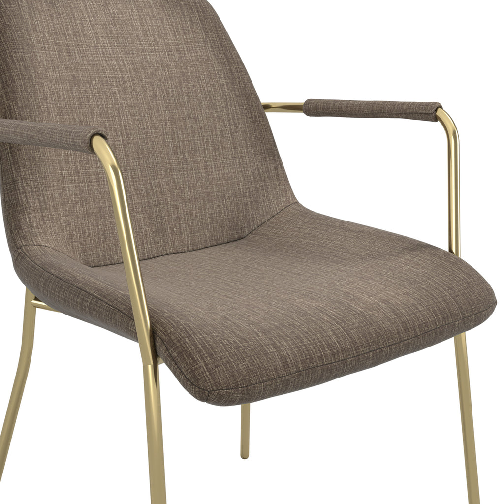 CARLO TAUPE / GOLD / ARMS DINING CHAIR