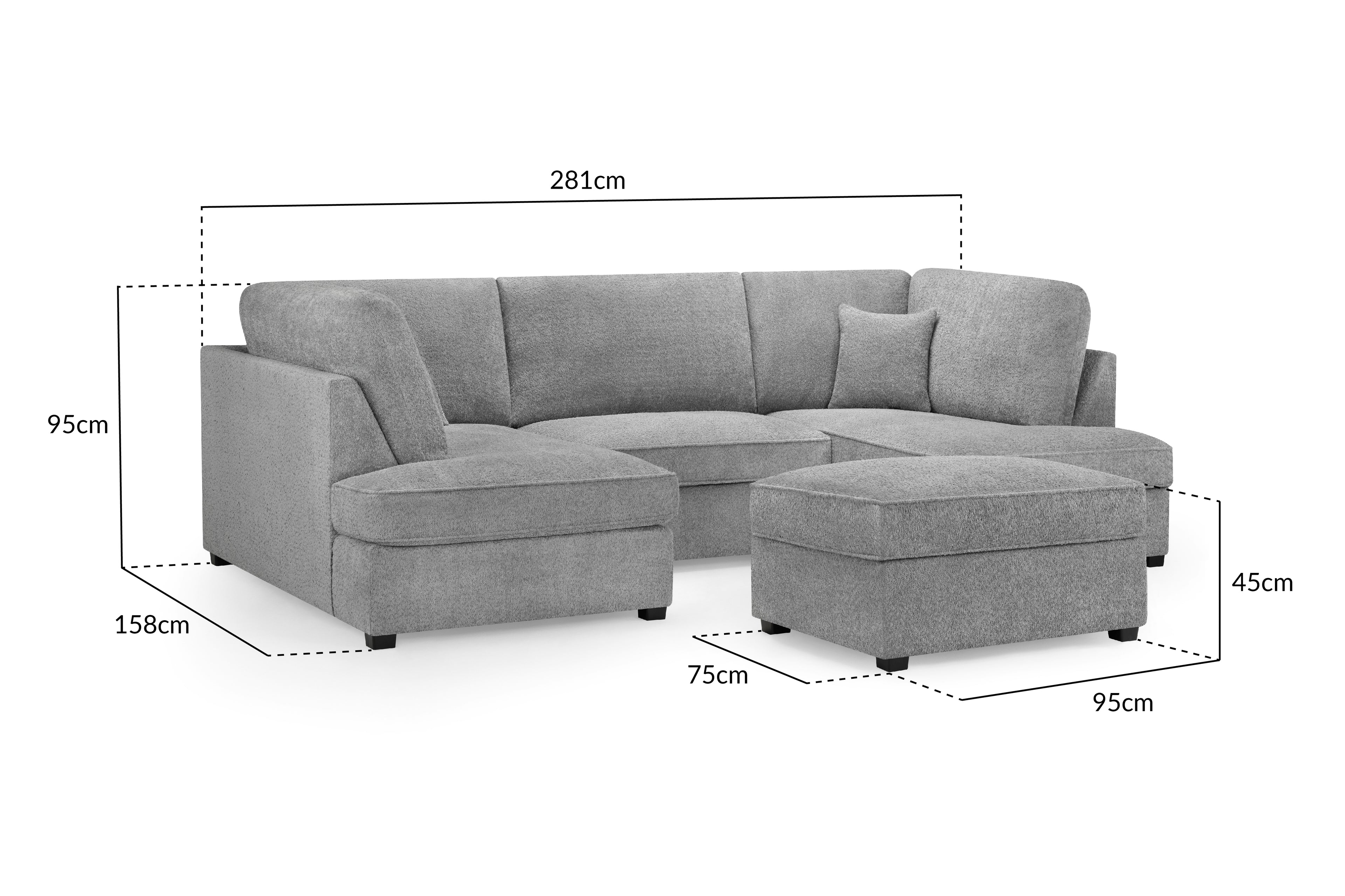 Carnaby Sofa Grey Boucle U Shape Corner