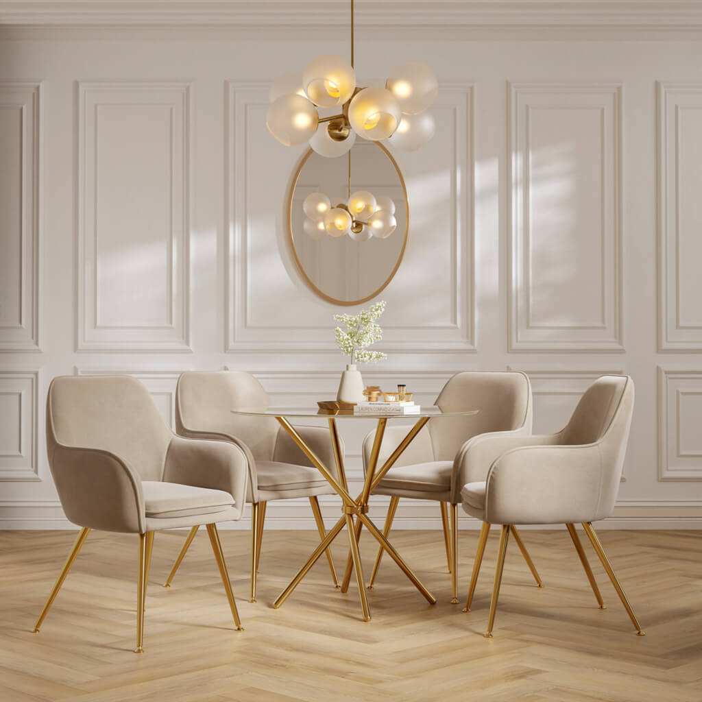 Casa Glass & Gold Dining Table