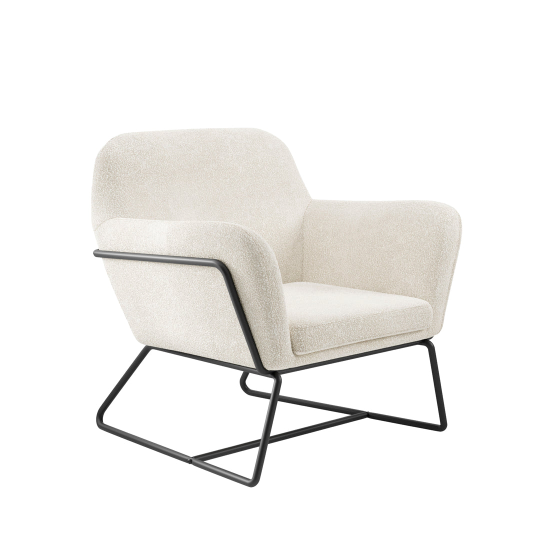 CHARLES ARMCHAIR IVORY BOUCLE / MATTE BLACK