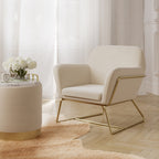 LARA POUFFE CREAM VELVET / BRUSHED GOLD SMALL