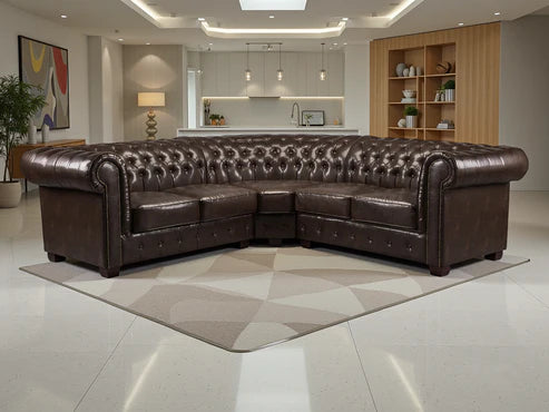 Chesterfield Sofa Brown Large Corner