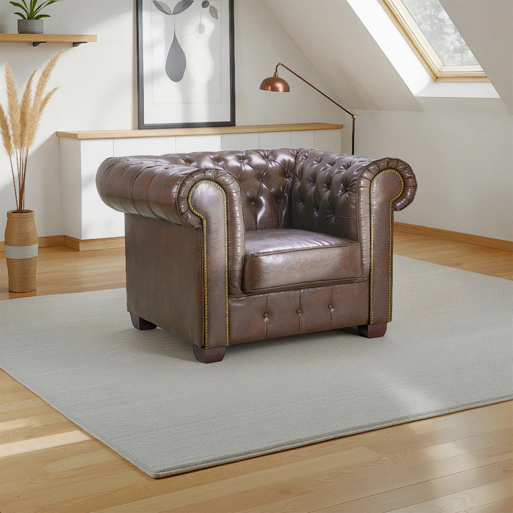 Chesterfield Sofa Brown Armchair
