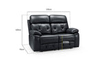 Cody Black Faux Leather Quilted Back Manual Reclining 2 Seater