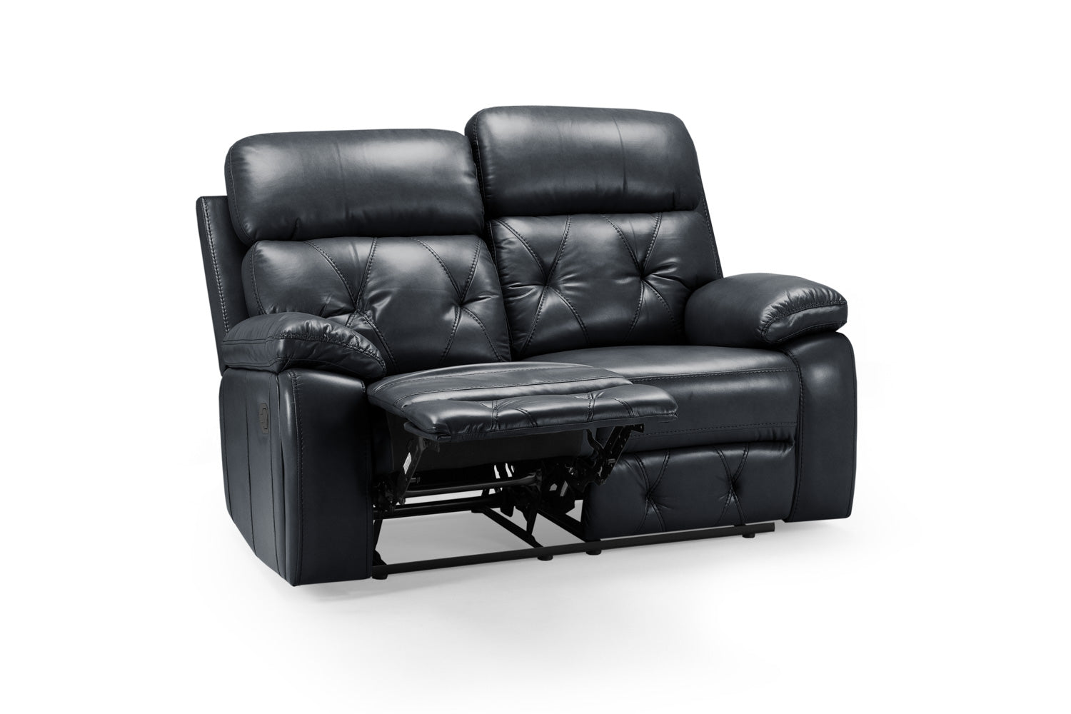Cody Black Faux Leather Quilted Back Manual Reclining 2 Seater