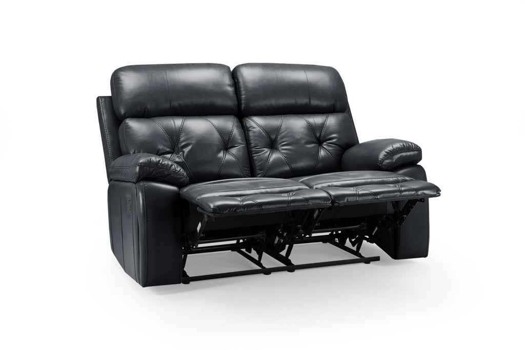Cody Black Faux Leather Quilted Back Manual Reclining 2 Seater