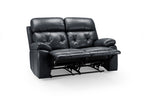 Cody Black Faux Leather Quilted Back Manual Reclining 2 Seater