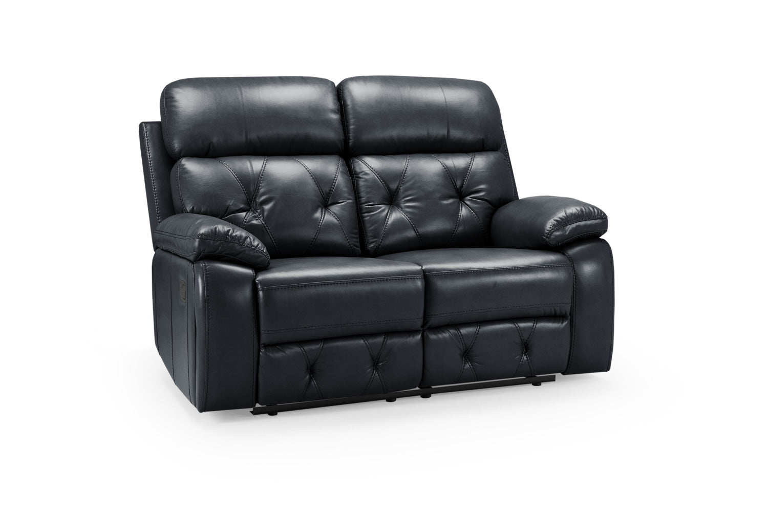 Cody Black Faux Leather Quilted Back Manual Reclining 2 Seater