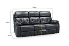 Cody Black Faux Leather Quilted Back Manual Reclining 3 Seater