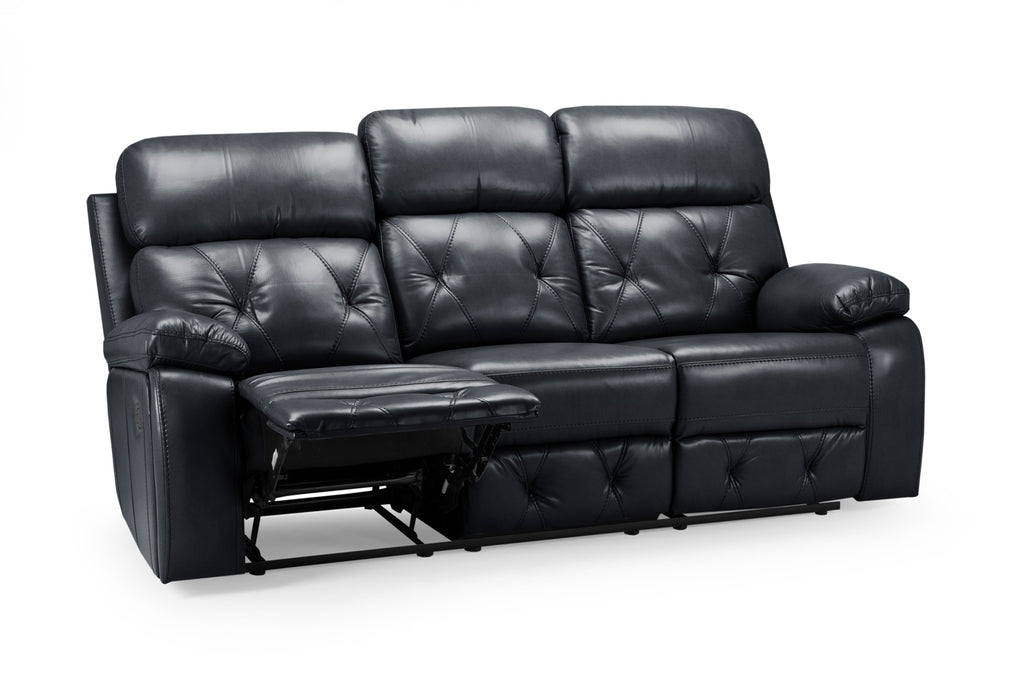 Cody Black Faux Leather Quilted Back Manual Reclining 3 Seater