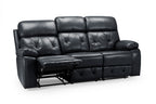 Cody Black Faux Leather Quilted Back Manual Reclining 3 Seater