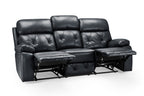 Cody Black Faux Leather Quilted Back Manual Reclining 3 Seater