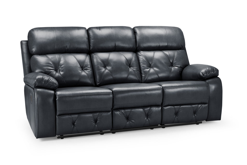 Cody Black Faux Leather Quilted Back Manual Reclining 3 Seater