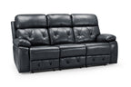 Cody Black Faux Leather Quilted Back Manual Reclining 3 Seater