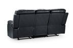 Cody Black Faux Leather Quilted Back Manual Reclining 3 Seater